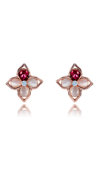 Picture of Modern Design Opal (Imitation) Rose Gold Plated Stud