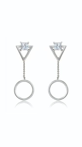 Picture of Simple And Elegant Brass Cubic Zirconia Drop & Dangle