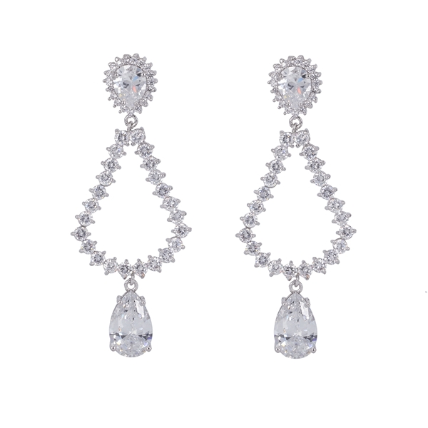 Picture of Cubic Zirconia White Dangle Earrings 1JJ042438E