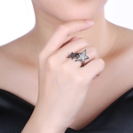 Picture of Simple And Elegant Gunmetel Plated White Fashion Rings