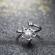 Picture of Cheaper Venetian Pearl Platinum Plated Fashion Rings