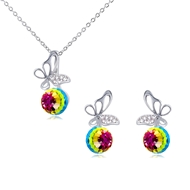 Picture of Swarovski Element Round Necklace And Earring Sets 2BL050500S