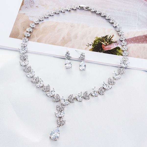 Picture of  Wedding Cubic Zirconia Necklace And Earring Sets 1JJ050945S