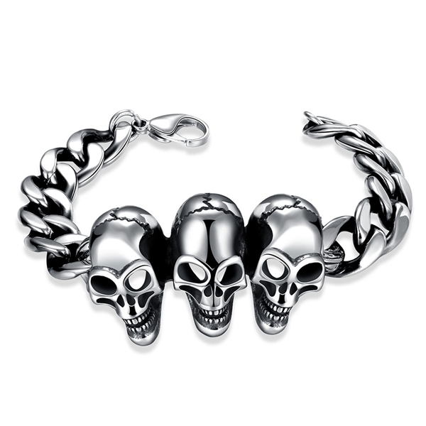 Picture of Skull Stainless Steel Link & Chain Bracelet Factory Direct Supply