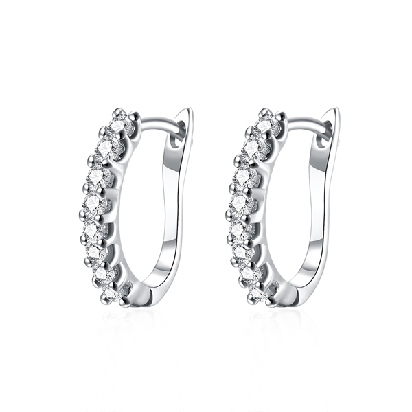 Picture of Staple Medium Platinum Plated Small Hoop Earrings