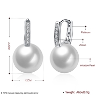 Picture of Fashion Artificial Pearl White Small Hoop Earrings