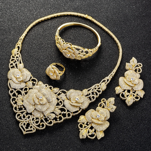 Picture of Gold Plated Big 4 Piece Jewelry Set in Bulk