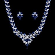 Picture of Wholesale Platinum Plated Cubic Zirconia Necklace and Earring Set with No-Risk Return