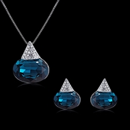 Picture of Popular Artificial Crystal Blue Necklace and Earring Set