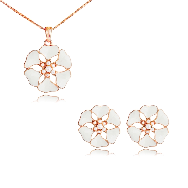 Picture of Need-Now White Flowers & Plants Necklace and Earring Set from Editor Picks