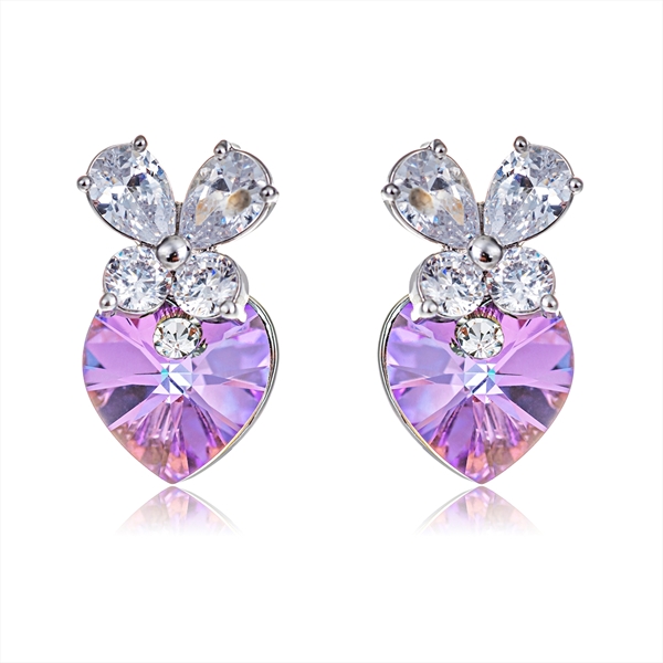 Picture of Designer Platinum Plated Fashion Stud Earrings with Easy Return