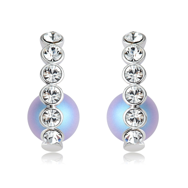 Picture of Swarovski Element Pearl Blue Dangle Earrings with Easy Return