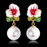 Picture of Best Artificial Pearl Pink Dangle Earrings