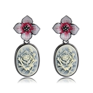 Picture of Fancy Flower Rose Gold Plated Dangle Earrings