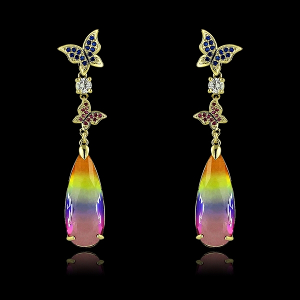 Picture of Pretty Cubic Zirconia Colorful Dangle Earrings