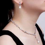 Picture of Beautiful Cubic Zirconia Casual Necklace and Earring Set