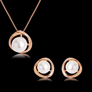 Picture of Wholesale Rose Gold Plated White Necklace and Earring Set with No-Risk Return