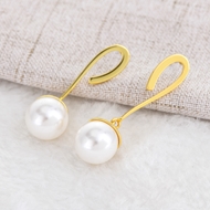 Picture of Unique Artificial Pearl Gold Plated Dangle Earrings