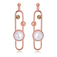 Picture of Good Artificial Pearl Gold Plated Dangle Earrings