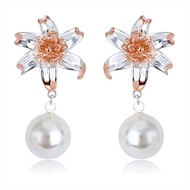 Picture of Good Quality Artificial Pearl White Dangle Earrings