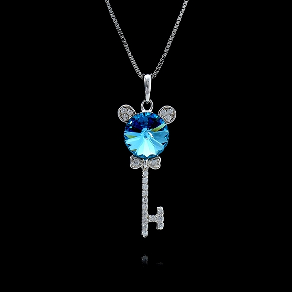 Picture of Nice Platinum Plated Blue Pendant Necklace