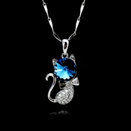 Picture of 925 Sterling Silver Blue Pendant Necklace Factory Supply