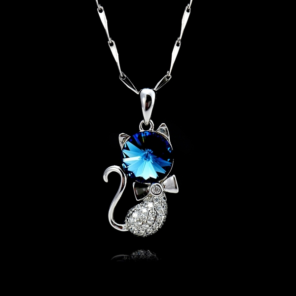 Picture of 925 Sterling Silver Blue Pendant Necklace Factory Supply