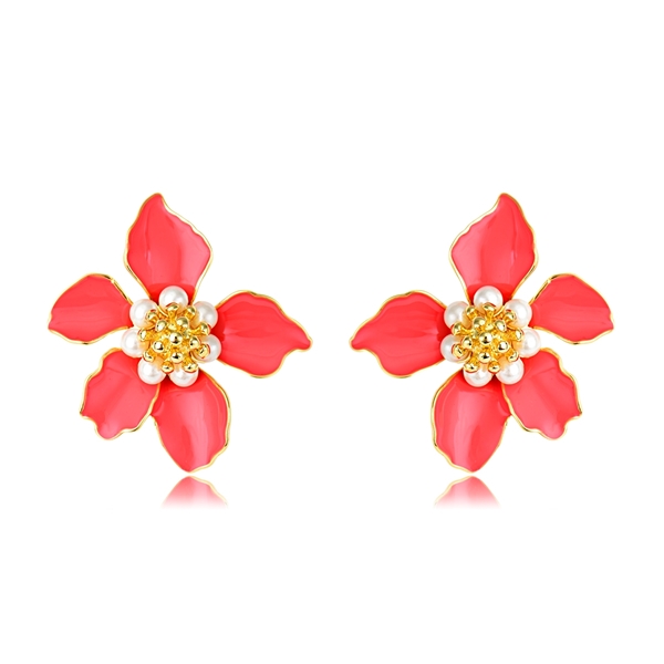 Picture of Eye-Catching Red Rose Gold Plated Stud Earrings with Member Discount