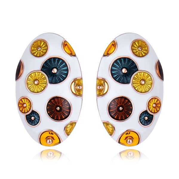 Picture of Impressive Rose Gold Plated Enamel Stud Earrings Factory Direct Supply