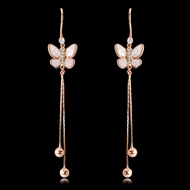 Picture of Copper or Brass Rose Gold Plated Dangle Earrings in Flattering Style