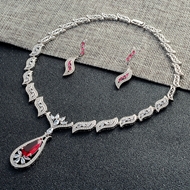 Show details for Copper or Brass Cubic Zirconia Necklace and Earring Set in Exclusive Design Show details for Copper or Brass Cubic Zirconia Necklace and Earring Set in Exclusive Design