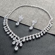 Show details for Nickel Free Platinum Plated Cubic Zirconia Necklace and Earring Set with Worldwide Shipping Show details for Nickel Free Platinum Plated Cubic Zirconia Necklace and Earring Set with Worldwide Shipping
