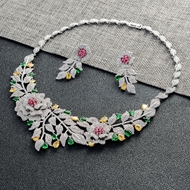 Show details for Hot Selling Platinum Plated Luxury Necklace and Earring Set Online Only Show details for Hot Selling Platinum Plated Luxury Necklace and Earring Set Online Only