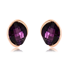 Show details for Irresistible Purple Rose Gold Plated Stud Earrings As a Gift
