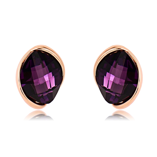 Picture of Irresistible Purple Rose Gold Plated Stud Earrings As a Gift