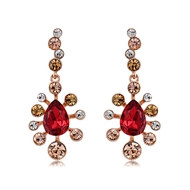 Picture of Great Artificial Crystal Rose Gold Plated Dangle Earrings