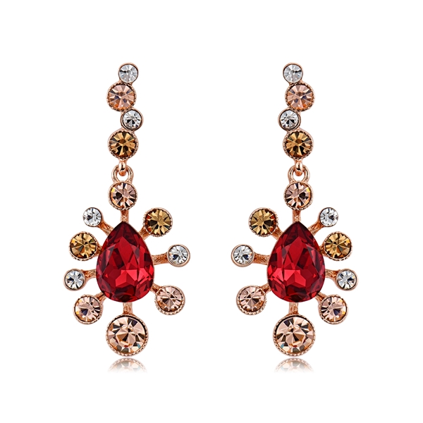 Picture of Great Artificial Crystal Rose Gold Plated Dangle Earrings