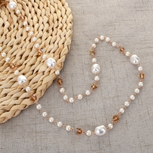 Show details for Classic White Long Chain Necklace with Fast Shipping