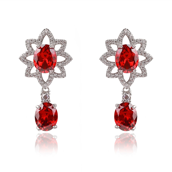 Picture of Unique Cubic Zirconia Red Dangle Earrings