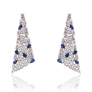 Picture of Great Value Blue Platinum Plated Dangle Earrings with Full Guarantee