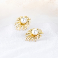 Picture of Inexpensive Gold Plated Copper or Brass Big Stud Earrings from Reliable Manufacturer