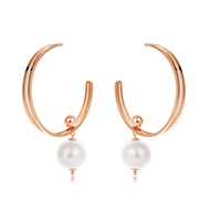 Picture of Buy Gold Plated Artificial Pearl Big Hoop Earrings with Price