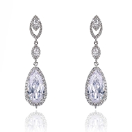 Picture of Delicate Big Platinum Plated Dangle Earrings