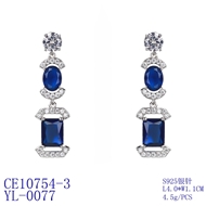 Picture of Popular Cubic Zirconia Blue Dangle Earrings