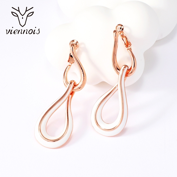 Picture of Sparkly Medium Rose Gold Plated Dangle Earrings