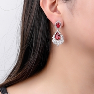 Picture of Trendy Platinum Plated Big Dangle Earrings with No-Risk Refund