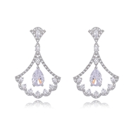 Picture of Beautiful Cubic Zirconia Platinum Plated Dangle Earrings