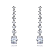 Picture of Good Cubic Zirconia Platinum Plated Dangle Earrings