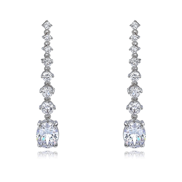 Picture of Good Cubic Zirconia Platinum Plated Dangle Earrings