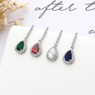 Picture of Bulk Platinum Plated Cubic Zirconia Dangle Earrings at Super Low Price